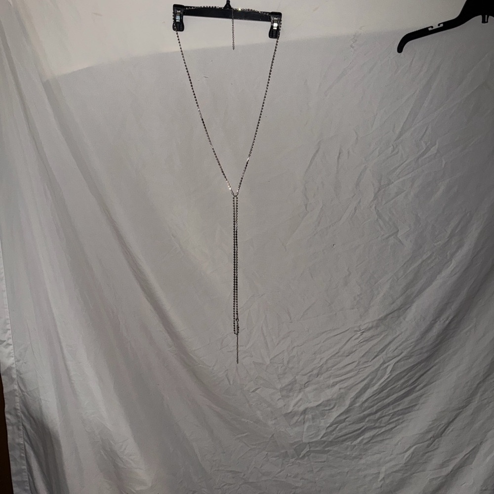 Elegant Silver Lariat Necklace and belly chain